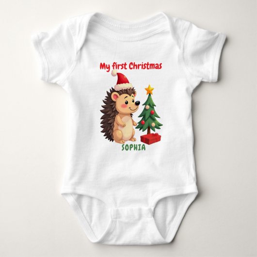 🎄1st Christmas, custom text, Prickle Me Festive Romper (Voorkant)