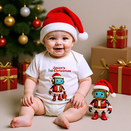 🎄1st Christmas, custom text, Santa-Bot Sleighs Romper