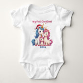 🎄1st Christmas, custom text, Unicorns & Mistletoe Romper (Voorkant)