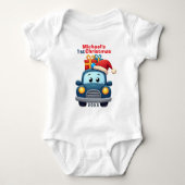 1st Christmas, custom text, Vroom for the Holidays Romper (Voorkant)
