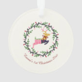 1st Christmas Deer with Wreath Customize Acrylic Ornament (achterkant)