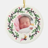 1st Christmas Deer with Wreath Customize Keramisch Ornament (Voorkant)