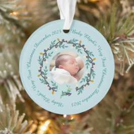 1st Christmas Deer with Wreath Teal Acrylic Ornament