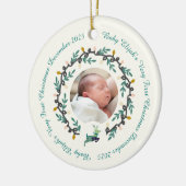 1st Christmas Deer with Wreath Teal Cream2 Keramisch Ornament (Links)