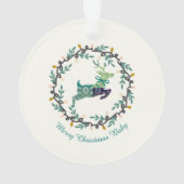 1st Christmas Deer with Wreath Teal Cream Acrylic Ornament (achterkant)