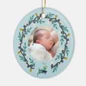 1st Christmas Deer with Wreath Teal Customize Keramisch Ornament (Links)