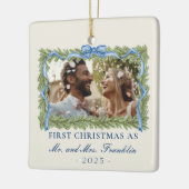1st Christmas Getrouwd Feestelijke Foto Keramisch Ornament (Links)