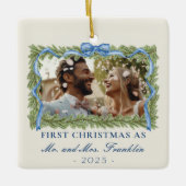 1st Christmas Getrouwd Feestelijke Foto Keramisch Ornament (Voorkant)