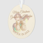 1st Christmas Grandma & Grandpa - Baby Booties Ornament (voorkant)