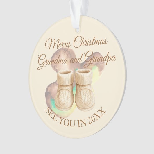1st Christmas Grandma & Grandpa - Baby Booties Ornament (voorkant)