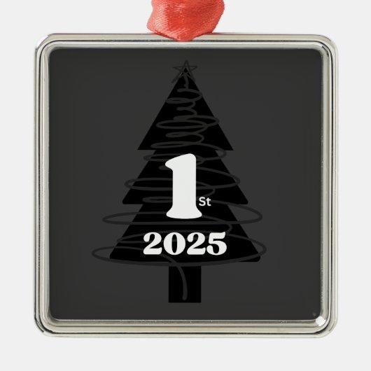 1st Christmas Grey Metalen Ornament (Voorkant)