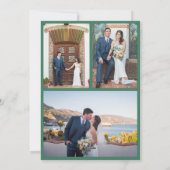 1st Christmas Married 4 Photo Wedding Red Bow Feestdagenkaart (Achterkant)