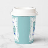 1st Christmas Mittens Blue Bow Holiday Papieren Bekers (Rechts)