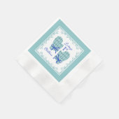 1st Christmas Mittens Blue Bow Holiday Servet (Hoek)