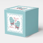 1st Christmas Mittens Red Bow Holiday Favor Box Bedankdoosjes (Voorkant Zijde)