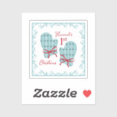 1st Christmas Mittens Red Bow Holiday Sticker (Vel)