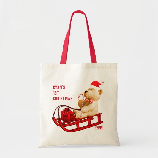 1st Christmas Sled & Teddy Bear Gift Tote Bags Tote Bag (Voorkant)