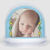 1st Christmas stars name year yellow blue green Sneeuwbol (Voorkant)