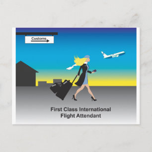 1st Class International Flight Attente Briefkaart