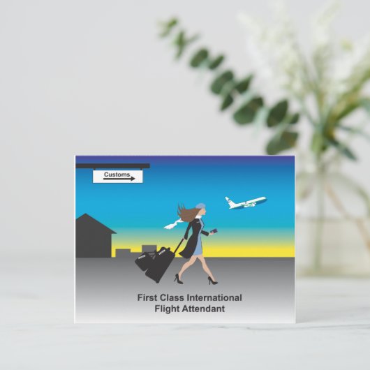 1st Class International Flight Attente Briefkaart (Staand voorkant)