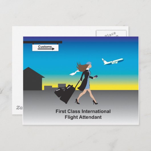 1st Class International Flight Attente Briefkaart (Voorkant / Achterkant)