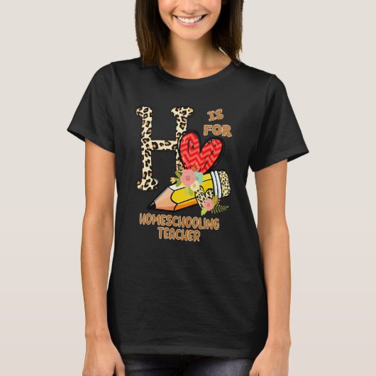 1st Day Of School Homeschooling Teacher Leopard Fl T-shirt (Voorkant)