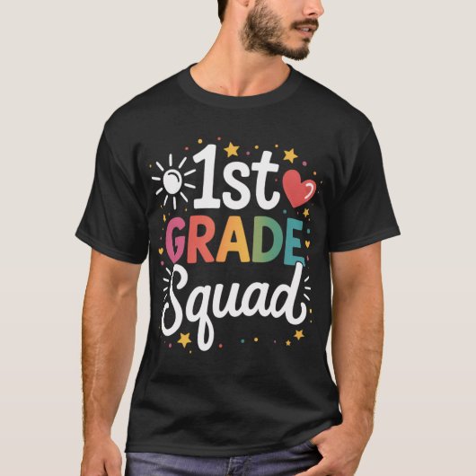 1st First Grade Squad Studenteacher Gift Backo Sch T-shirt (Voorkant)