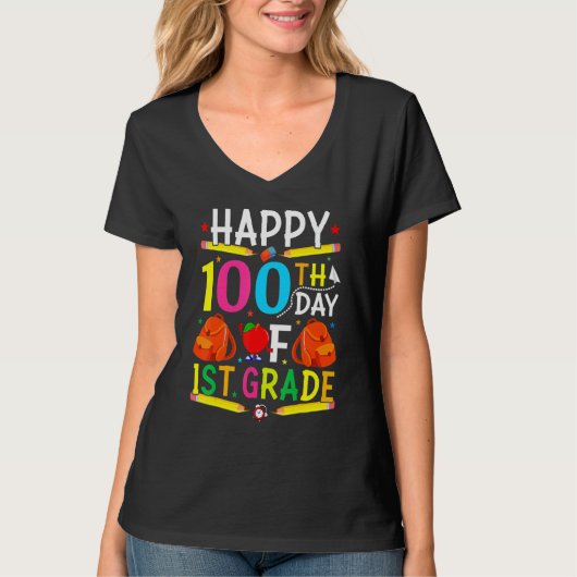 1st Grade 100th Day of School Shirt 100 Days of Sc (Voorkant)