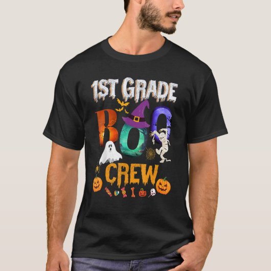1st Grade Boo Crew Teacher Student  Halloween Cost T-shirt (Voorkant)