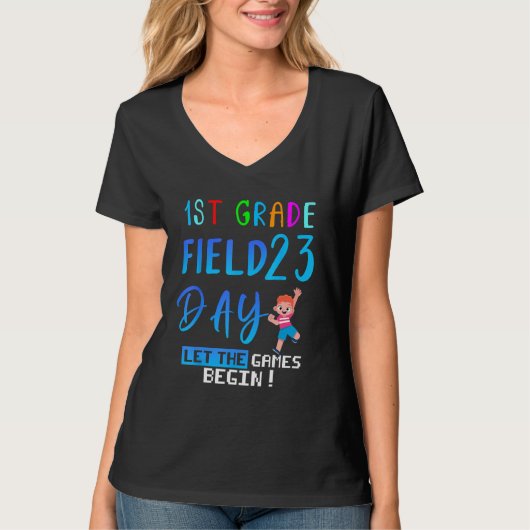 1st grade Field Day 2023 Let The Games Begin kids  T-shirt (Voorkant)