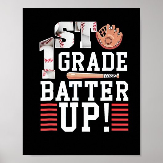 1st Grade First Day of School 1st Grade Batter Up Poster (Voorkant)