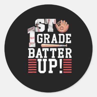 1st Grade First Day of School 1st Grade Batter Up Ronde Sticker