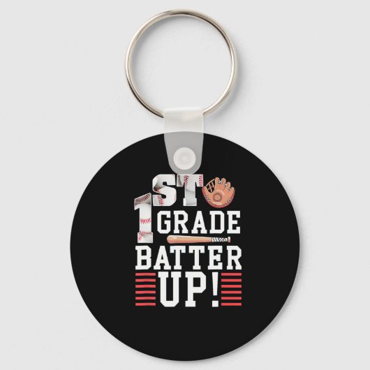 1st Grade First Day of School 1st Grade Batter Up Sleutelhanger (Voorkant)