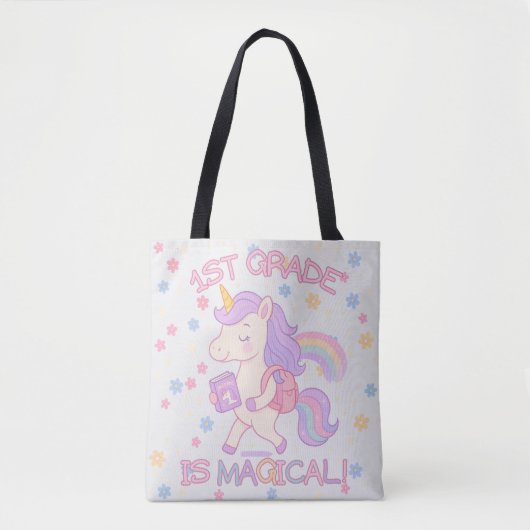 1st Grade is Magical Back to School Unicorn Pastel Tote Bag (Voorkant)