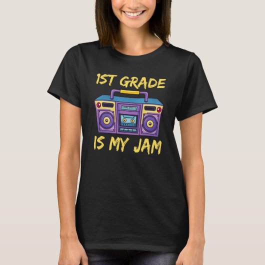 1st Grade Is My Jam School Retro 80s Boombox Stude T-shirt (Voorkant)