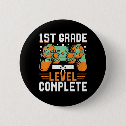 1st Grade Level Compleet Afstuderen Videogame Con Ronde Button 5,7 Cm (Voorkant)