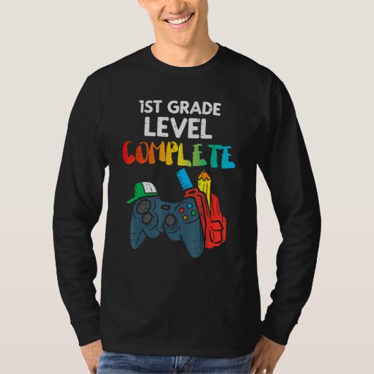 1st Grade Level Complete Gaming Boy Last Day Of Sc T-shirt (Voorkant)