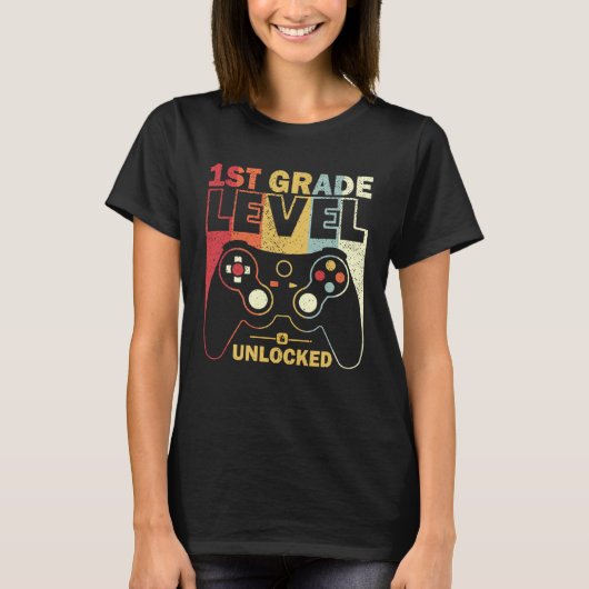 1st Grade Level Unlocked Back To School Video Game T-shirt (Voorkant)