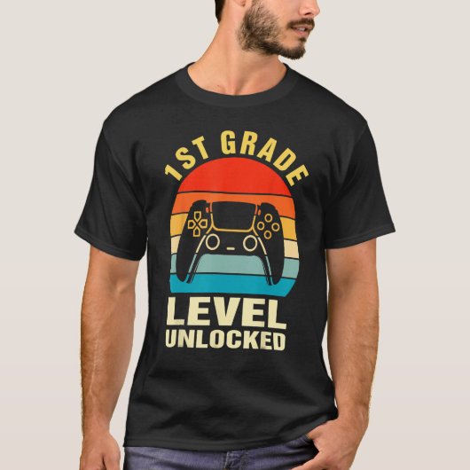 1st Grade Level Unlocked Gamer First Day Of School T-shirt (Voorkant)