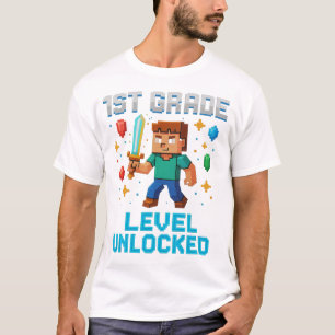 1st Grade Level Unlocked T-Shirt – Leuke Pixel Gam