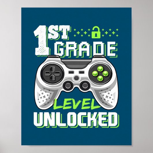 1st Grade Level Unlocked Video Game Back to Poster (Voorkant)