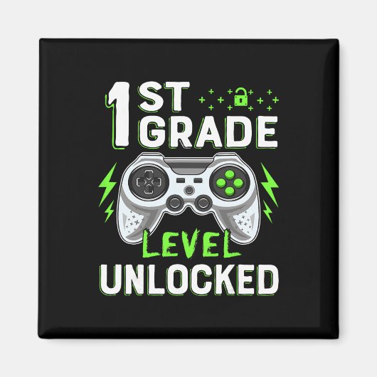 1st Grade Level Unlocked Video Game Ck To School B Magneet (Voorkant)
