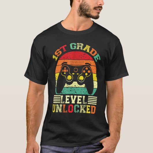 1st Grade Level Unlocked Video Gamer Back to Schoo T-shirt (Voorkant)