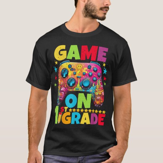 1St Grade Level Unlocked Video Gamer Pixel Back  T-shirt (Voorkant)