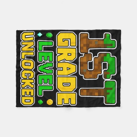 1st Grade Level Unlocked Video Gamer Pixel Ck To S Fleece Deken (Voorkant (Horizontaal))