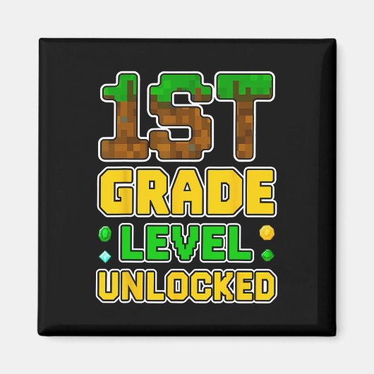 1st Grade Level Unlocked Video Gamer Pixel Ck To S Magneet (Voorkant)