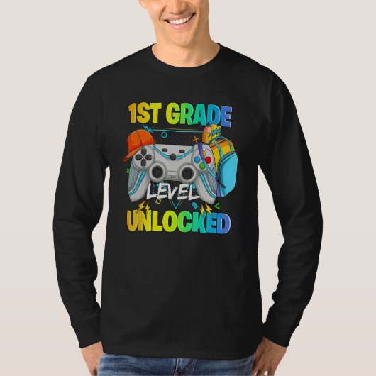 1st Grade Level Unlocked Video Gamers First Day Of T-shirt (Voorkant)