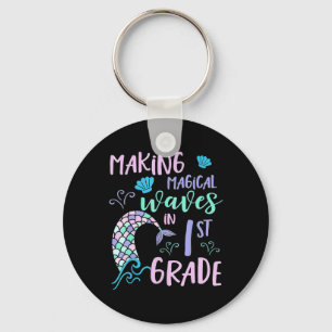 1st Grade Meisjes Leuke Zeemeermin Eerste Dag Kind Sleutelhanger