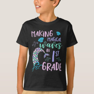 1st Grade Meisjes Leuke Zeemeermin Eerste Dag Kind T-shirt