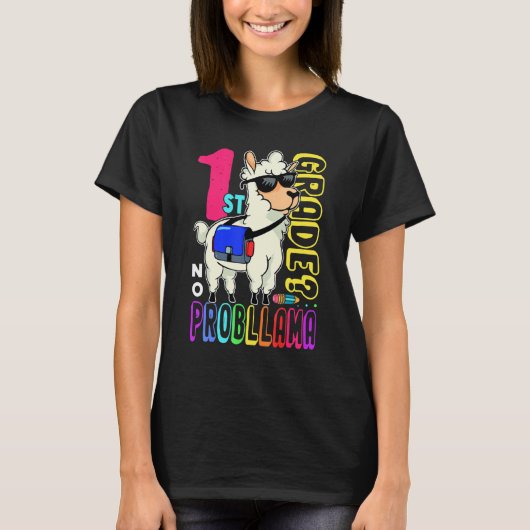1st Grade No Prob Llama Back To School First Day 3 T-shirt (Voorkant)